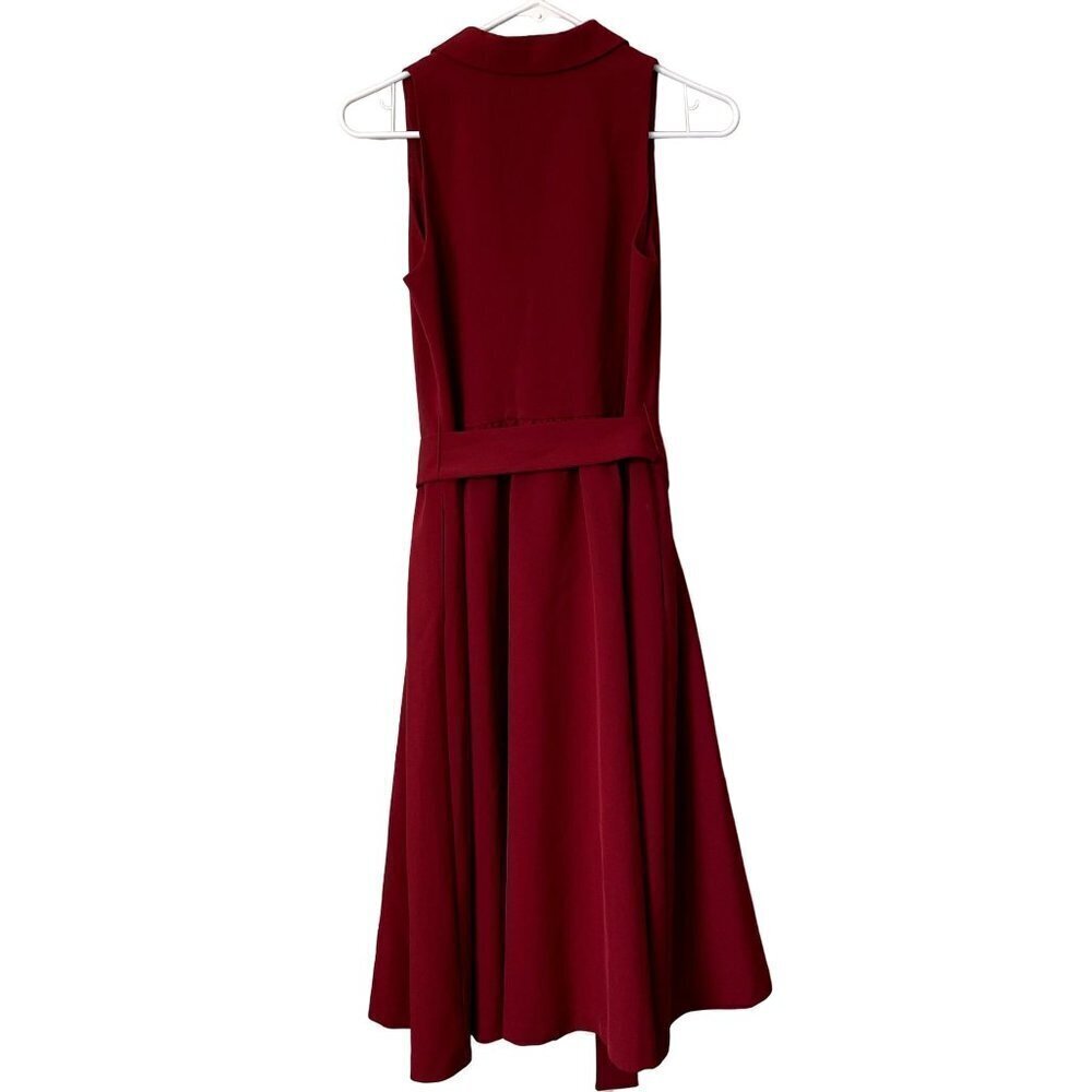 Vintage classic red dress sailor neckline full skirt pockets sleeveless belt - Picture 7 of 7